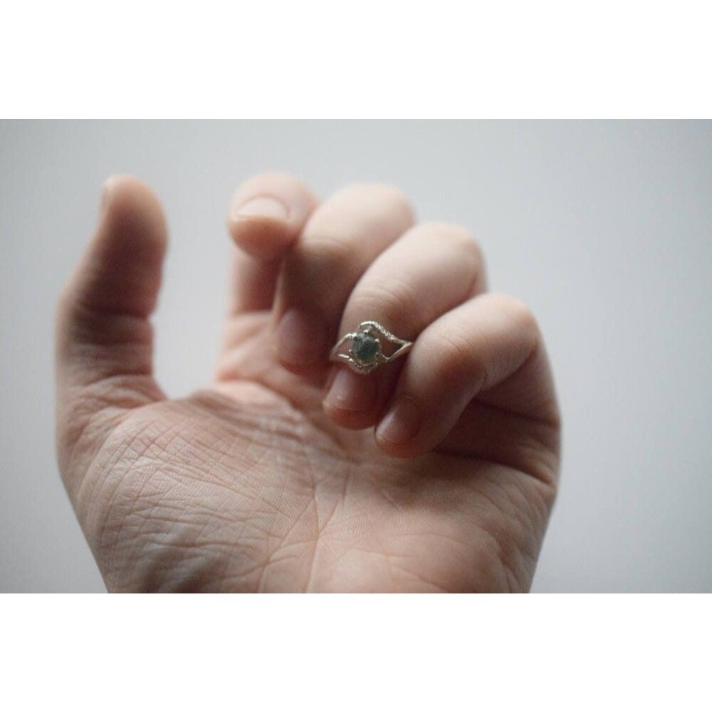 Natural Emerald Ring, Raw Emerald Ring, Engagement Ring, Rough Emerald Ring, Wed - Picture 1 of 4